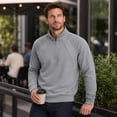 thumbnail image 4 of AZoiNM Men's Quarter Zip Pullover Sweatshirt, Casual Long Sleeve Mock Neck Fleece Sweatshirt with Ribbed Cuffs and Hem, Midweight Fall Spring Sweater Top, 4 of 13