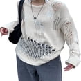 thumbnail image 3 of Women Punk Gothic Oversized Sweaters Spring Winter Hollow Out Tops Grunge Clothes y2k Knitted Pullovers, 3 of 6