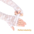 thumbnail image 3 of Protección UV Mangas de brazo de encaje fino Protector solar para exteriores Guantes con agujero para pulgar para mujer blanco Short, 3 of 5