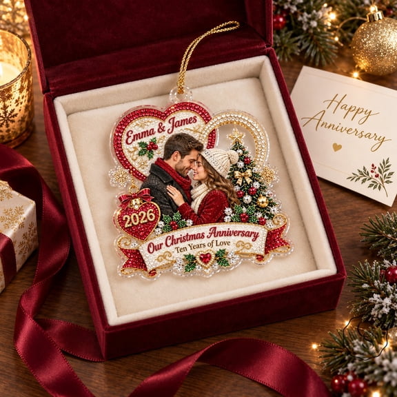 Ornament, Personalized Christmas Anniversary, Acrylic Tree Hanging for Couples