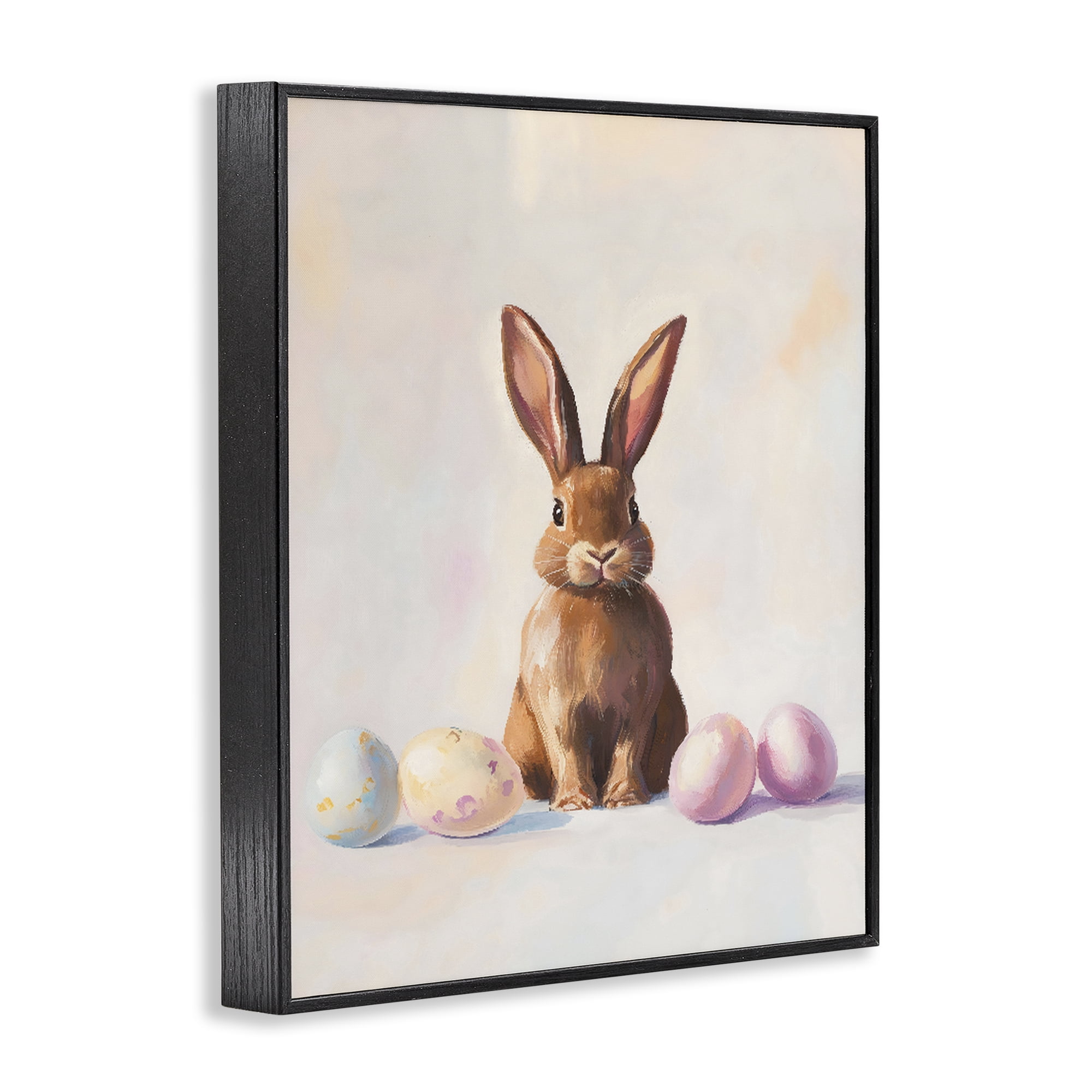 Stupell Industries Easter Bunny with Pastel Eggs Black Framed Giclee Art, design by The Prints Vibe