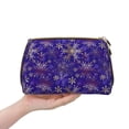 thumbnail image 4 of Picia blue purple Snowflake Print Leather Makeup Bag Make Up Bag Travel Toiletry Bag for Her Girlfriend Teacher Teen Girl Gifts, 4 of 8