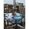 thumbnail image 2 of Outdoor Tablecloth with Umbrella Hole Zipper Summer Coastal Round Tablecloth 54" Waterproof Outside Table Cloth Ocean Oil Painting Coral Patio Table Cover Tablecloths for Picnic Party, 2 of 8