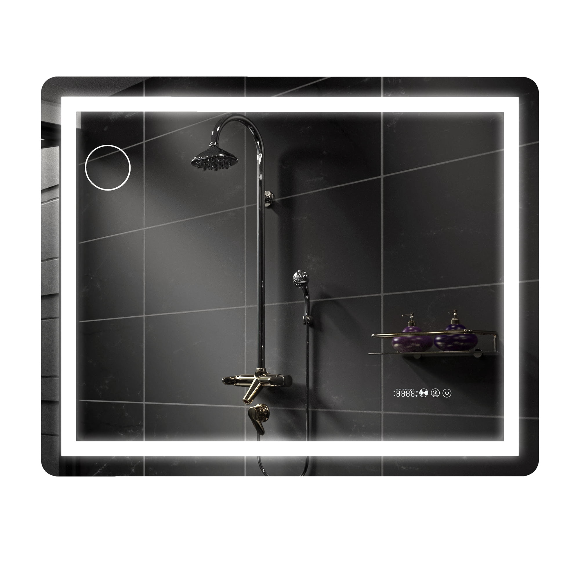 Uforic LED Bathroom Mirror with Front Light and Backlit,3 Colors Dimmable Adjustable LED Wall Mounted Mirror,Anti-Fog,40" x 32",Wall Mounted Mirror-Horizontally Only