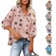 thumbnail image 4 of Mujer Impreso Cordón Jersey Caída Hombro Manga Larga Bolsillo Cremallera Casual Sudaderas Rosa XXL, 4 of 6
