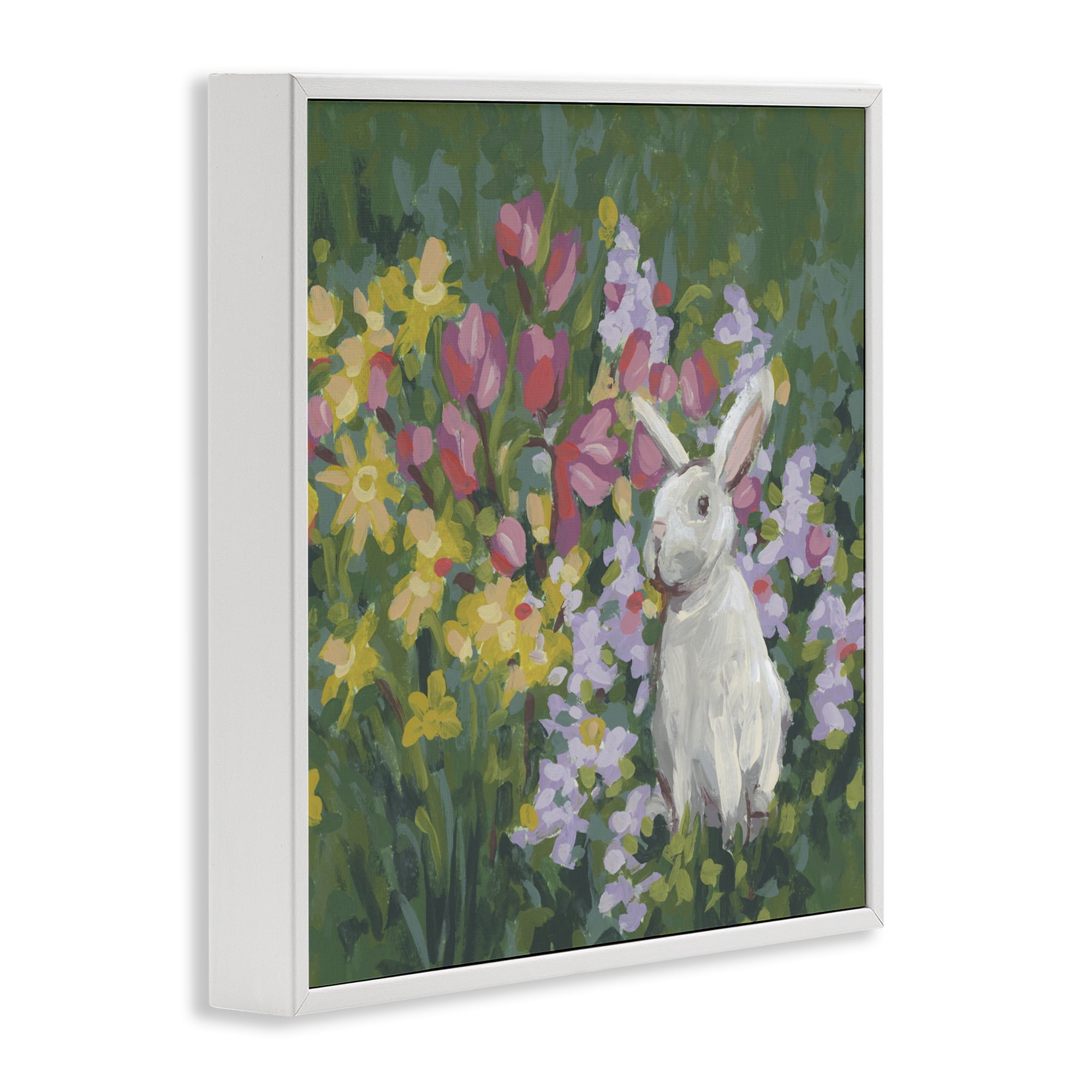 Stupell Industries Botanical Bliss Bunny White Framed Giclee Art, design by June Erica Vess