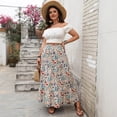 thumbnail image 2 of AURA Women’s A-Line Maxi Skirt Floral Print Pleated Design for Casual Wear Apricot XL–4XL, 2 of 6