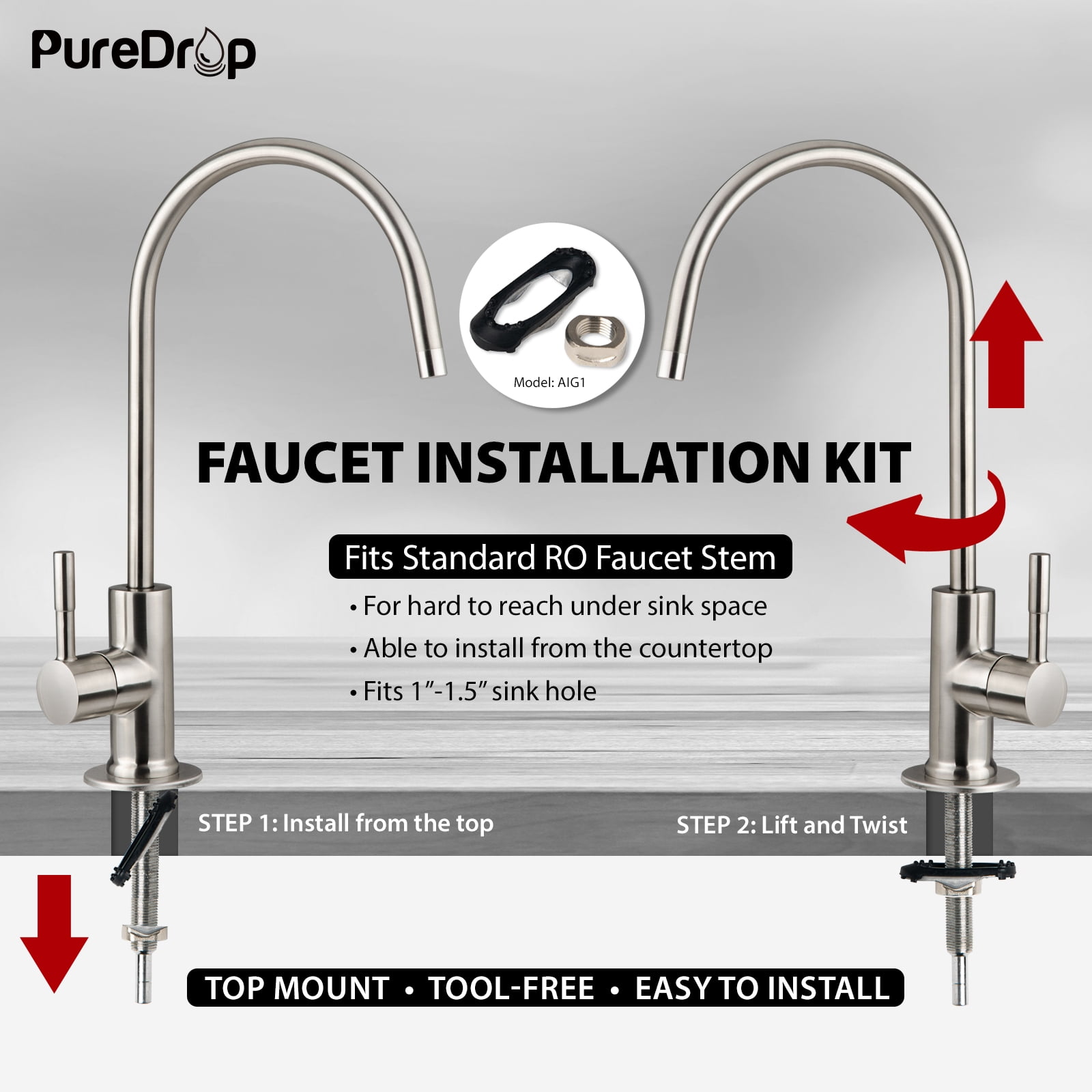 PureDrop RTW5U Reverse Osmosis RO Water Filter System with UV Filter, Ultraviolet Under Sink RO Water Filtration System, 6 Stage UV Under Sink RO Water Filter with Faucet, TDS Reduction, White