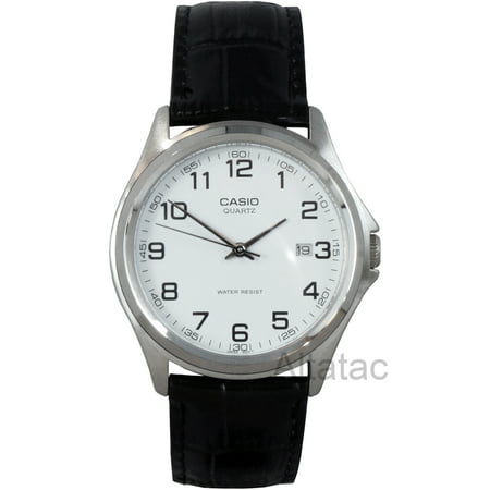 MTP-1183E-7B Men's Analog Watch w/ Numbered Dial & Genuine Leather