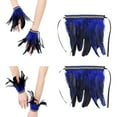 thumbnail image 4 of Doomiva Gothic Feather Wrist Cuffs Ankle Cuffs Bracelet Armlet Armband Halloween Raven-Witch Priestess Costume Accessory Blue B One Size, 4 of 7