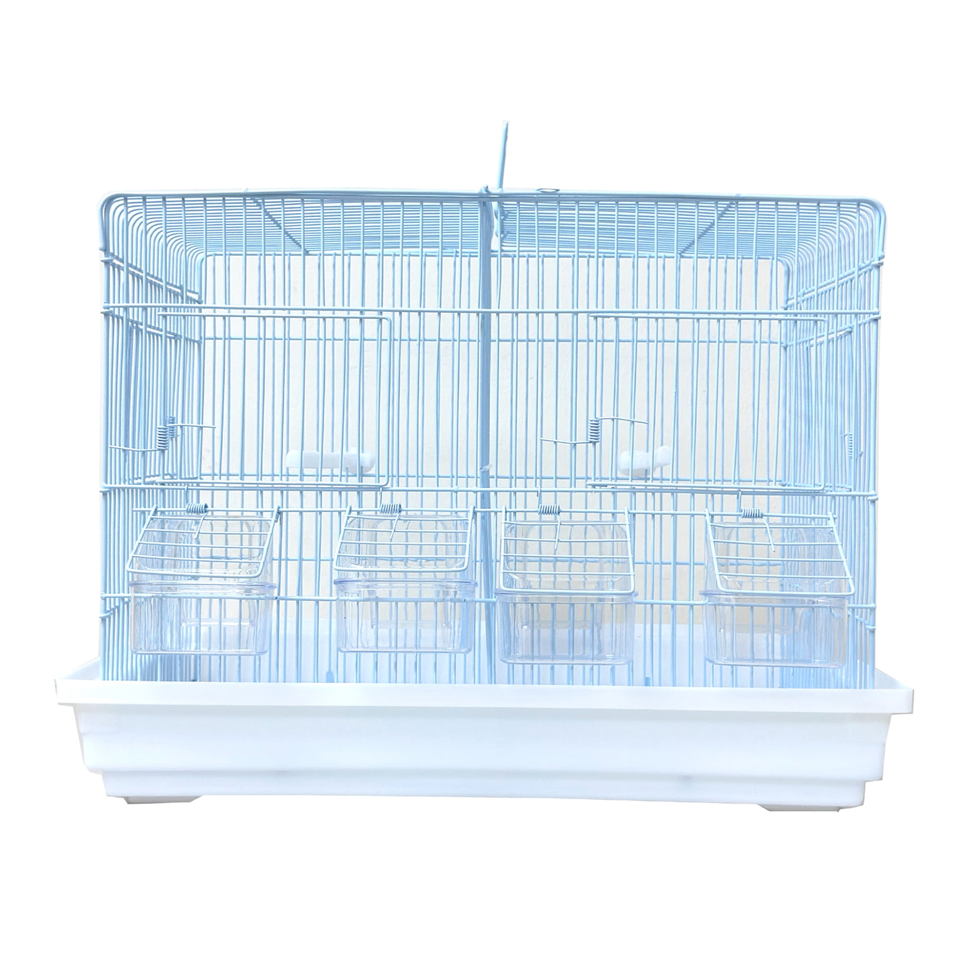Center Divided Breeding Bird Flight Travel Vet Carrier Cage Spring Lock Side Nest Box Door With Deep Base For Aviaries Finches Canaries Lovebirds