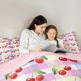thumbnail image 5 of Manfei Kawaii Cherry Bedding Comforter Set for Kid, Cartoon Fruit Print Twin Comforter Sets, Pink Plum Buffalo Reversible Bedding Set, Super Cozy Room Decor, 2-Piece, 5 of 8