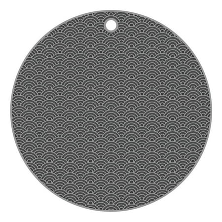 

Journey Wave Design Silicone Insulation Pad Coasters Dining Tables Kitchen Placemats Place Mat for Kids Baby(Gray Round)