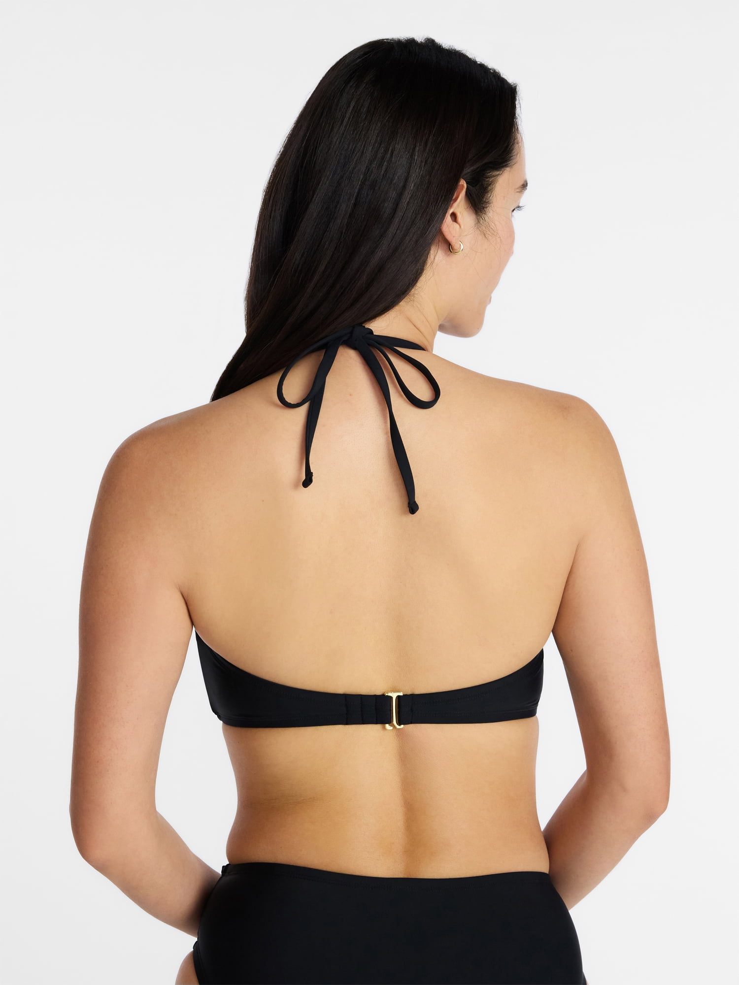 Time and Tru Women's O Ring Halter Bandeau Bikini Top, Sizes XS-3X
