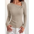 thumbnail image 6 of PRETTYGARDEN Womens Early Fall Fashion Long Sleeve T Shirts Asymmetrical Ribbed Fitted Trendy Going Out Tops Y2K Outfits, 6 of 8