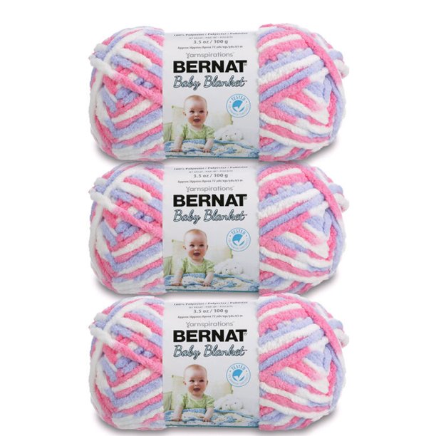 Bernat Baby Blanket Pink/Blue Ombre Yarn 3 Pack of 100g/3.5oz