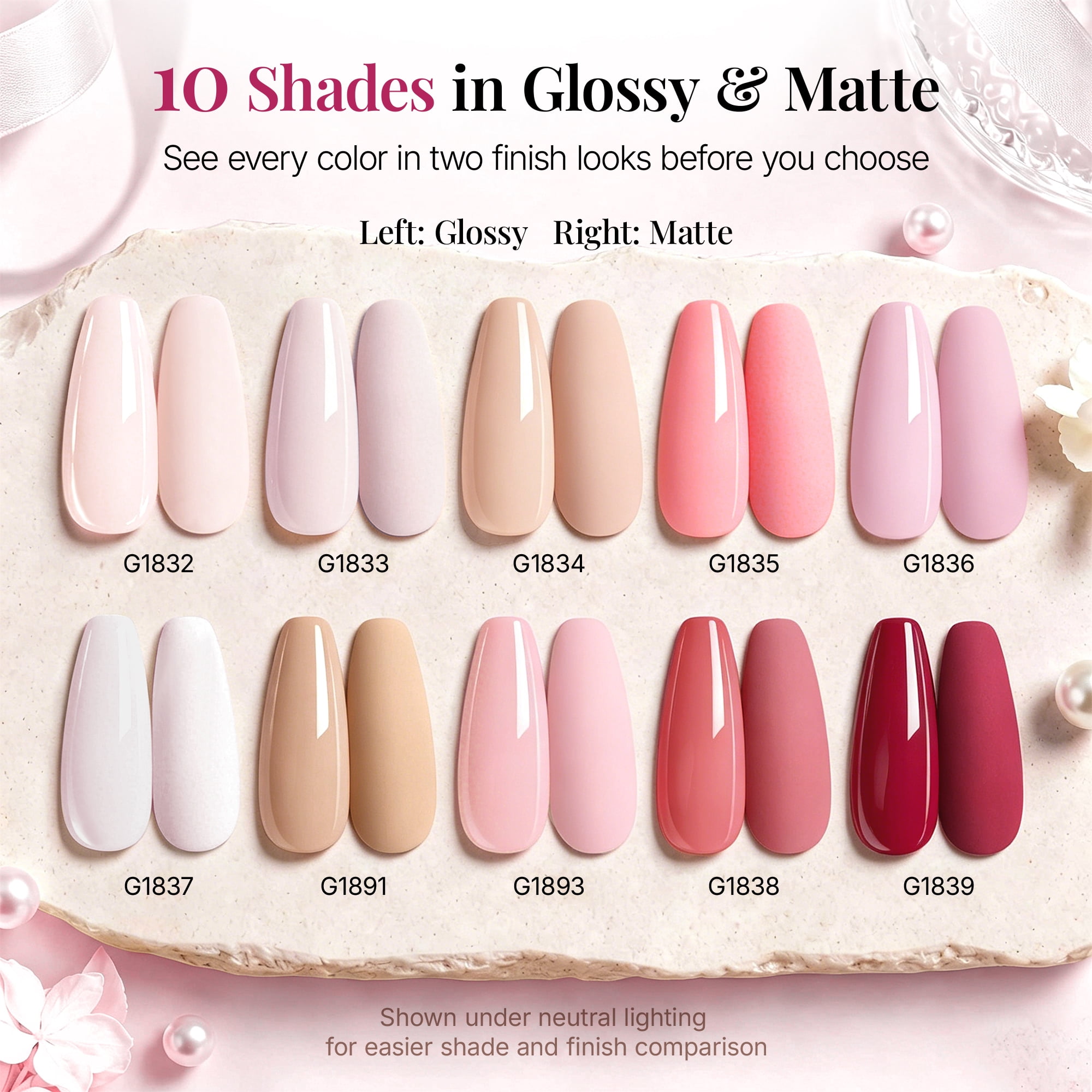 Morovan Jelly Pink Gel Nail Polish Set,10 Sheer Milky Nude Pink Translucent Gel Colors with Base & Top Coats for Nail Art Manicure DIY Kit Home Salon