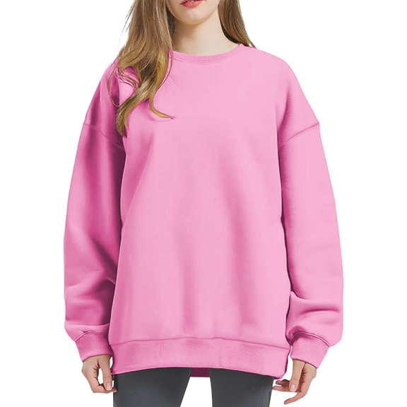 Long Sleeve Shirts for Women Fashionable Casual Solid Pullover Sweatshirt Long Sleeved Sweatshirt Long Sleeve Tops
