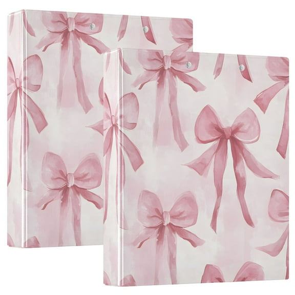 ALAZA Watercolor Bow Hardcover 3 Ring Binder 1.5" Round Rings Interior Pockets Binders Organizer 2 Pack