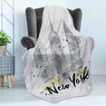 thumbnail image 4 of Watercolor Soft Flannel Fleece Blanket, Skyscrapers Empire State Building Old Wonders of American Architecture Sketch, Cozy Plush for Indoor and Outdoor Use, 70" x 90", Black White, by Ambesonne, 4 of 5