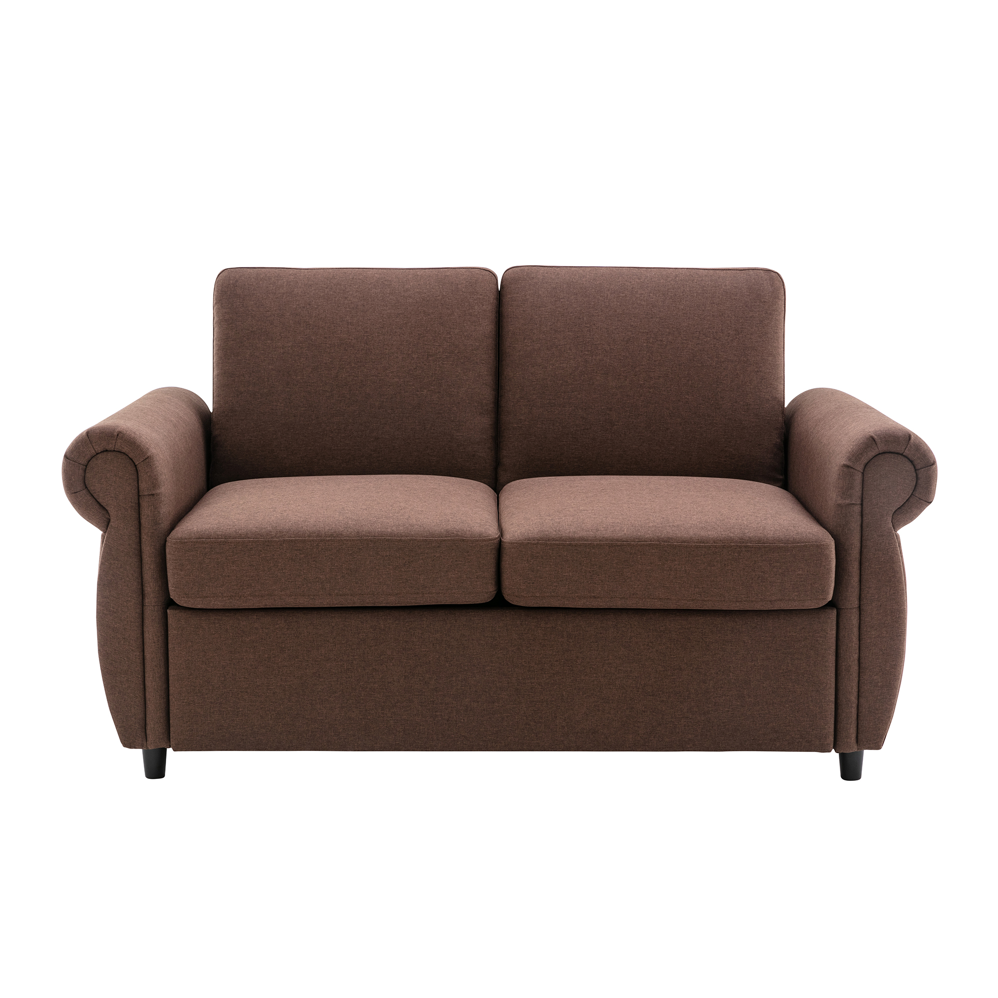 Harper & Bright Designs Pull Out Couch Bed with Memory Mattress, Twin Size Convertible Sofa Bed with USB Ports, Loveseat Sleeper for Living Room Apartment, Brown