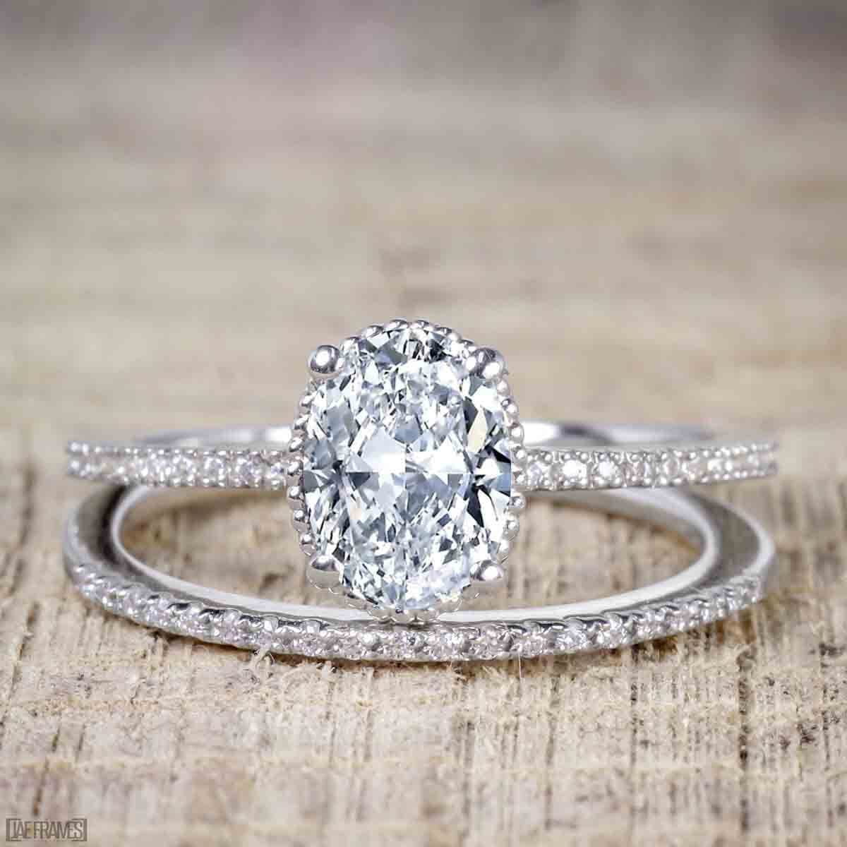 Vintage Atr Deco 3.5 Ct Oval Cut Diamond Engagement Antique Ring in 925 Silver 