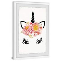 Marmont Hill Flowery Unicorn Framed Painting Print