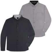 Oxford Mens Dress Shirt, 2 Pack, Long Sleeve Button Down, Casual Fit with Big and Tall Sizes, Solid Modern Colors