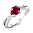 thumbnail image 2 of 0.50 Ctw Round Ruby Glass Field Solitaire 925 Sterling Silver Split Shank Valentines Day Gifts Ring, 2 of 4