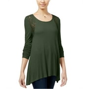 Hippie Rose Womens Tunic Pullover Blouse, Green, X-Large