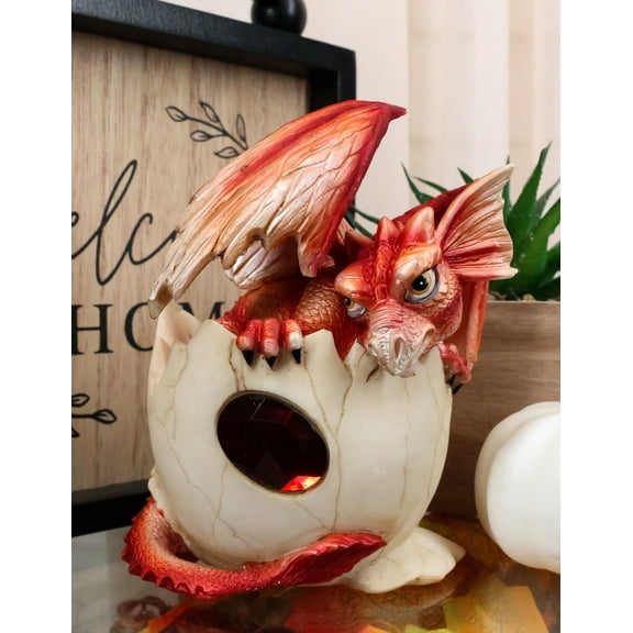 January Birthstone Dragon Egg Statue Red Gem Birthday Dragon Hatchling Figurine