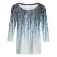 thumbnail image 3 of Top de mujer SCZ casual manga de siete cuartos estampado floral azul oscuro talla S, 3 of 4