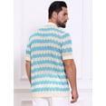 thumbnail image 3 of DARING DIVA Men's Wave Crochet Hollow Out Button Down Striped Shirts 2XL Blue, 3 of 7