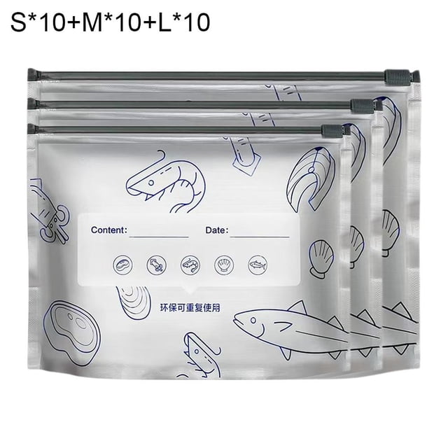 60 Pcs Sacs de Rangement en Aluminium Réutilisables Refermables, Nouvelles Pochettes à Fermeture Éclair sous Vide 2026 pour Aliments, Sacs Refermables en Aluminium avec Étiquette pour Légumes Fruits Viande