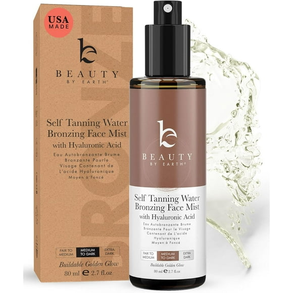 Self Tanner Face Mist - USA Made with Natural & Organic Ingredients with Hyaluronic Acid for Face Tan, Sunless Tanning Spray for a Streak Free Tan, Autobronzant Visage