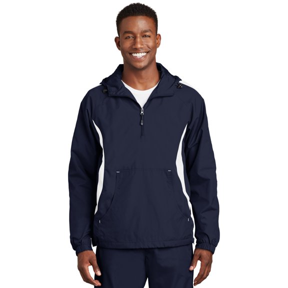 Sport-Tek JST63 Colorblock Raglan Anorak Jacket , True Navy/White, S
