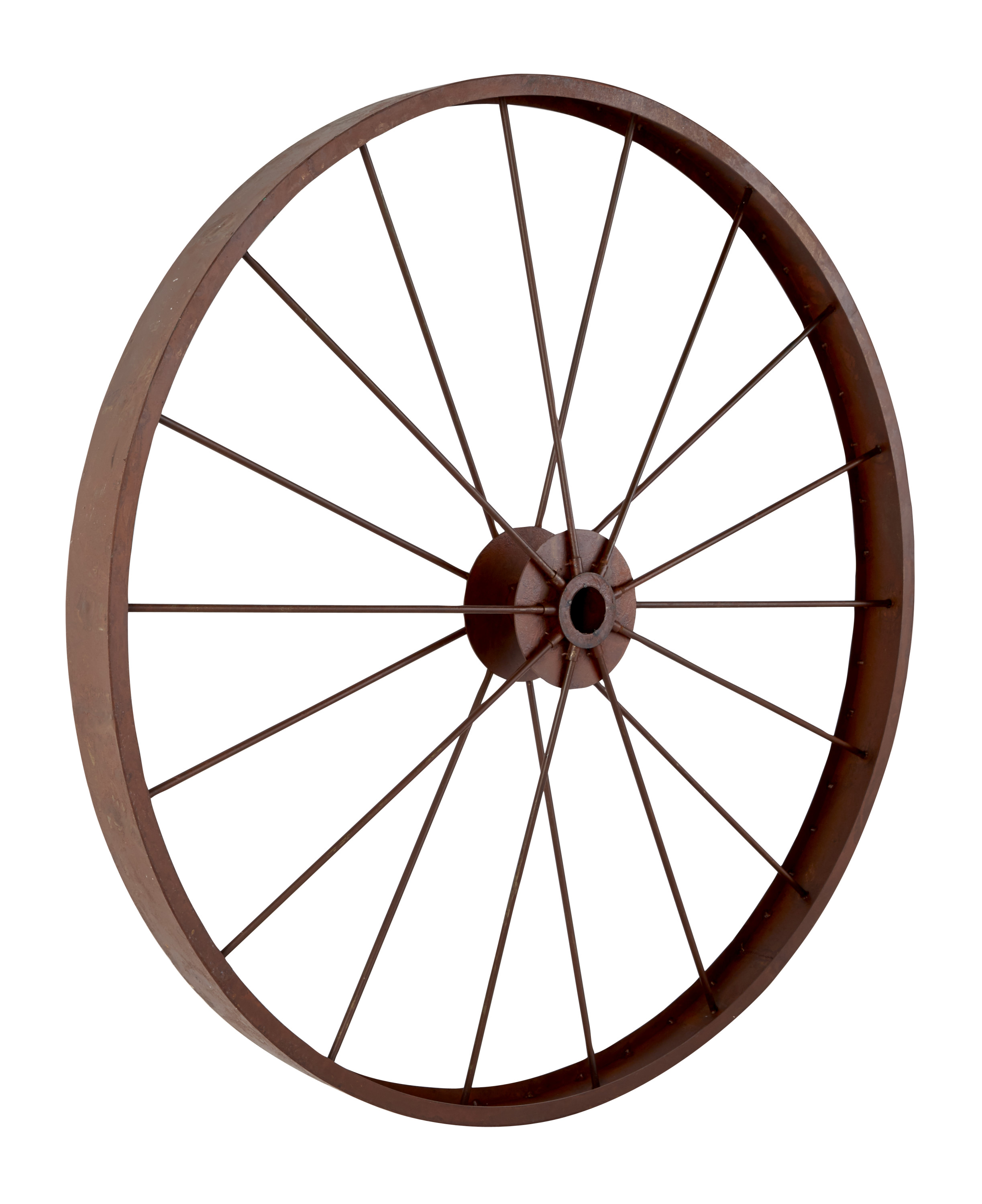 Decmode Indoor/Outdoor Large Red Metal Wheel Wall Decor, 43"