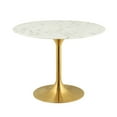 thumbnail image 1 of Modway Lippa 40" Round Artificial Marble Dining Table in Gold White, 1 of 8