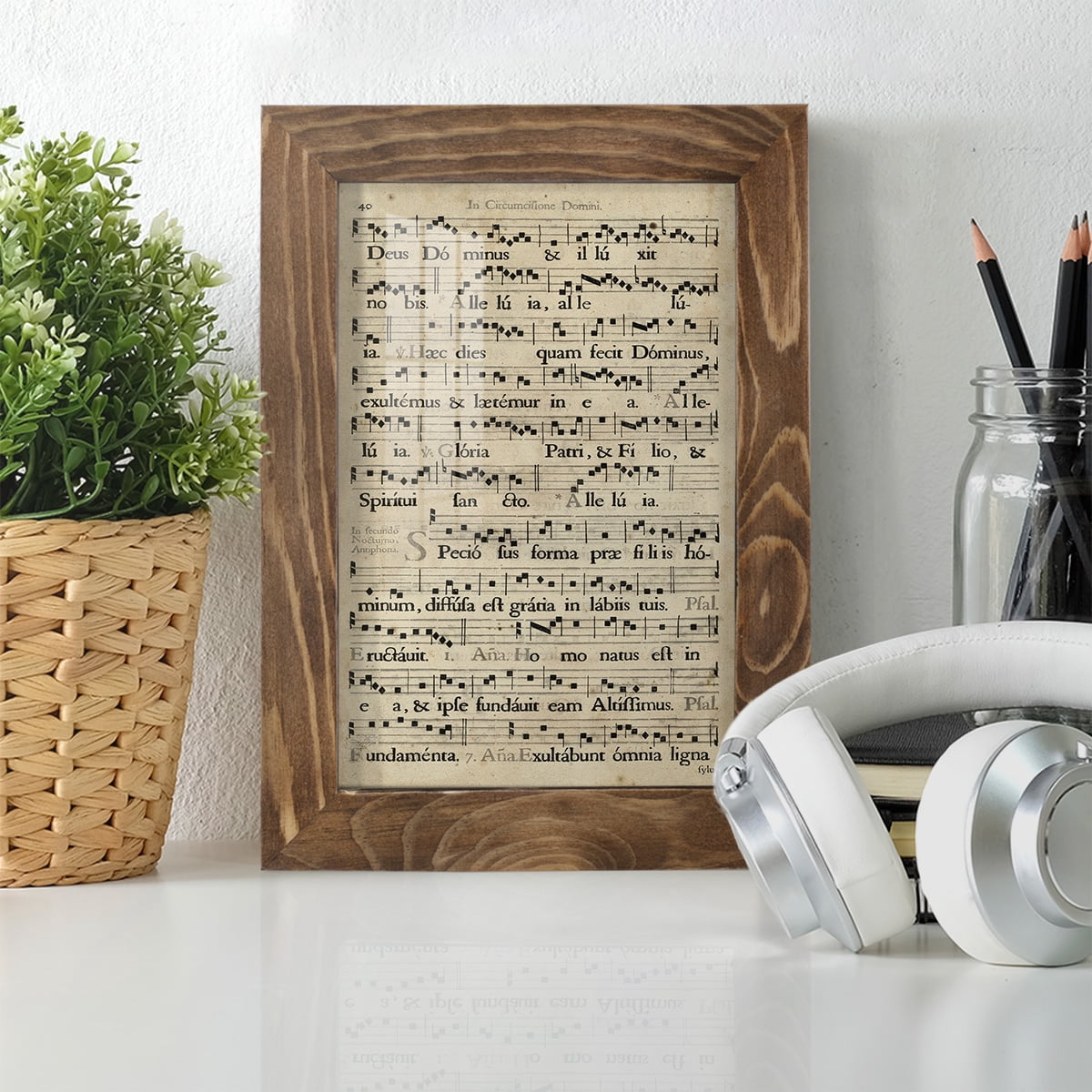 Vellum Songbook II -Framed Print w/glass-Walnut