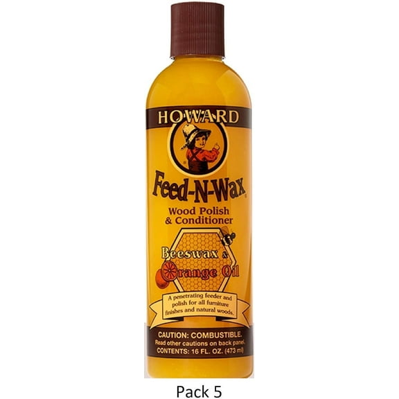 Howard Products Wood Polish & Conditioner - Orange Scent, 5 Pack, 16 oz