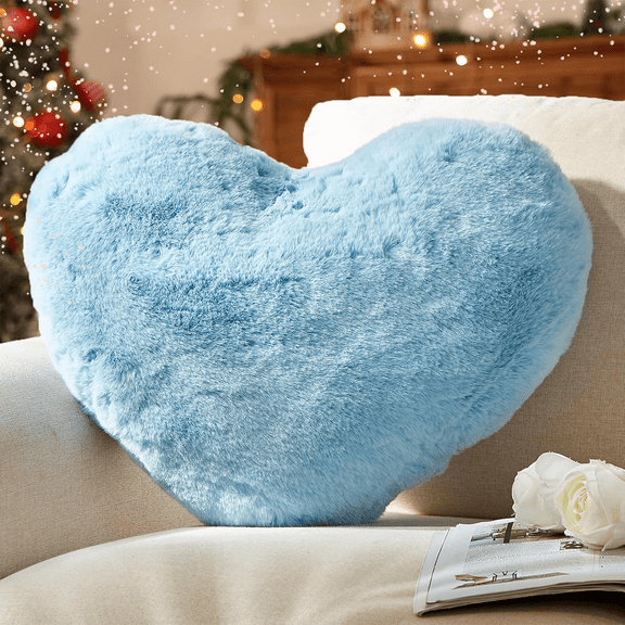Valentines Day Heart Pillow - Super Soft Plush Hug Pillow, Cute Romantic Gift for Her/Him, Decorative Throw Pillows for Couch, Bedroom, Blue , 6 inch by PALIFEUR