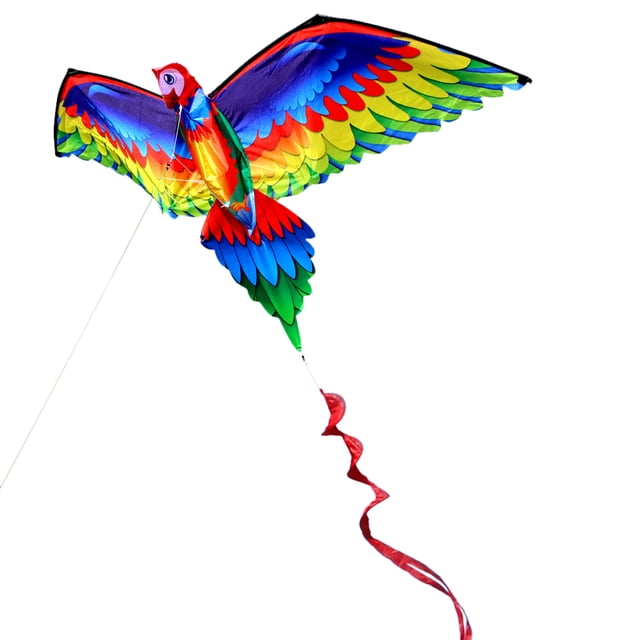 Tignapoo 3D Parrot Kite with 100m String and Handle, 210T Polyester & Fiberglass, 140x78cm, Includes Storage Bag