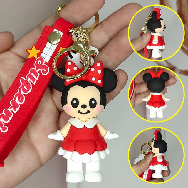 Llavero colgante de silicona con dibujos animados para hombre y mujer, accesorios de Disney, Mickey Mouse, pato Donald Fivean unisex