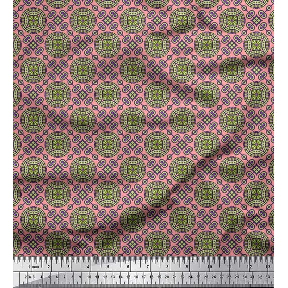 Soimoi Silk Fabric Geometric & Mandala Kaleidoscope Print Fabric by The Yard 42 Inch Wide