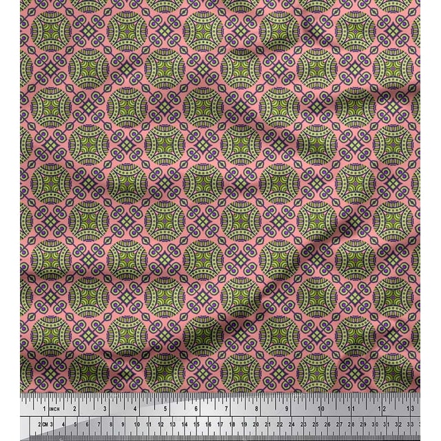 Soimoi Modal Satin Fabric Geometric & Mandala Kaleidoscope Decor Fabric Printed Yard 42 Inch Wide