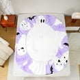 thumbnail image 5 of jejeloiu Halloween Ghost Bat Bed Sheets,Trick Or Treat King Sheets,Purple White Sheet Set For Children,Microfiber Bedroom Decor,4-Piece, 5 of 7