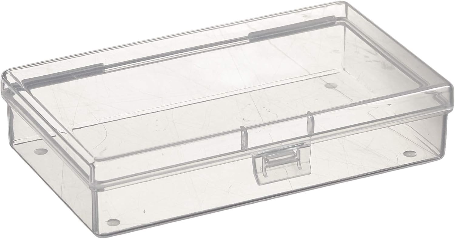 7 count Mixed Sizes Rectangular Empty Mini Clear Plastic Organizer Storage Box Containers with Hinged  for Small Items and Other Craft Projects