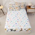 thumbnail image 4 of Castle Fairy Cute Woodland Animal Zipper Queen Comforter Set with Fitted Sheet and 2 Pillowcases,Fox Deer Hedgehog Pine Zipper Bedding Set,Orange Black Cream White,Reversible,4 Pieces, 4 of 6