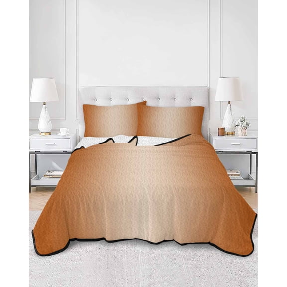 Quilts Twin Size, Burnt Orange Ombre Soft Comforter Bedding Set for Bed, Modern Gradient Abstract Art Lightweight Quilted Bedspread with Pillow Cover(2 Pieces) for All Season, 68x86 Inch