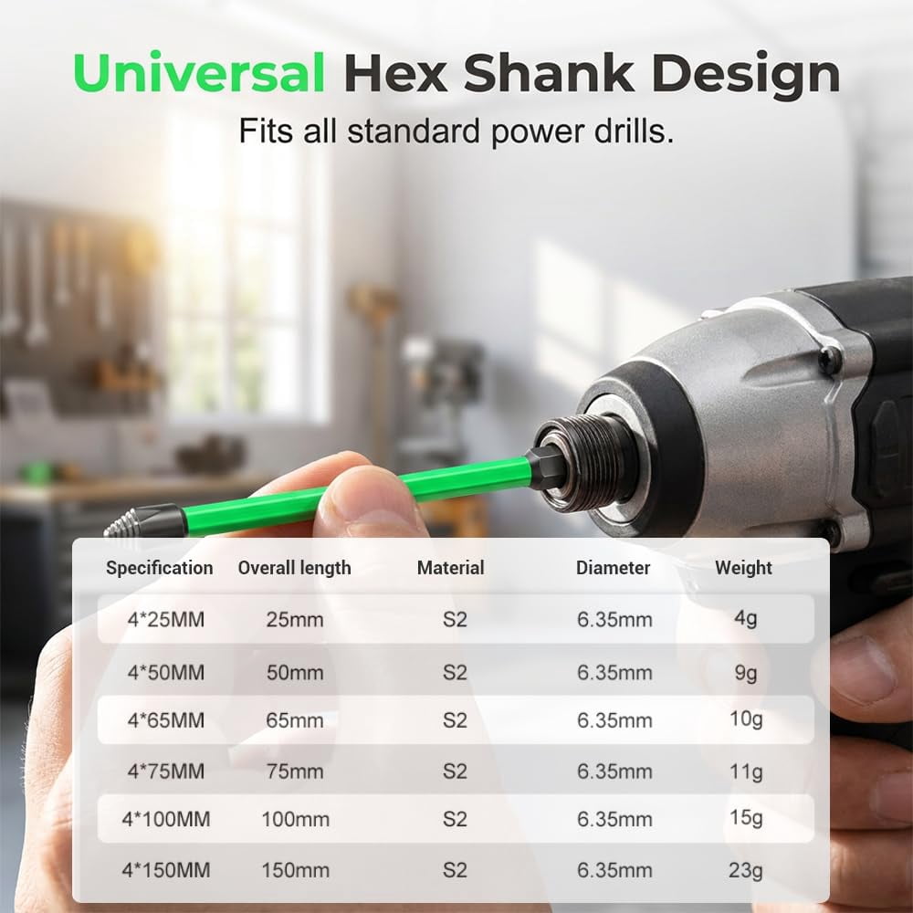 Screwdriver Bit Set, S2 Steel Impact Driver Bit Set with Strong Magnet, Anti-Slip Power Drill Bits for Electric Screwdriver, Power Drill and Hand Tool
